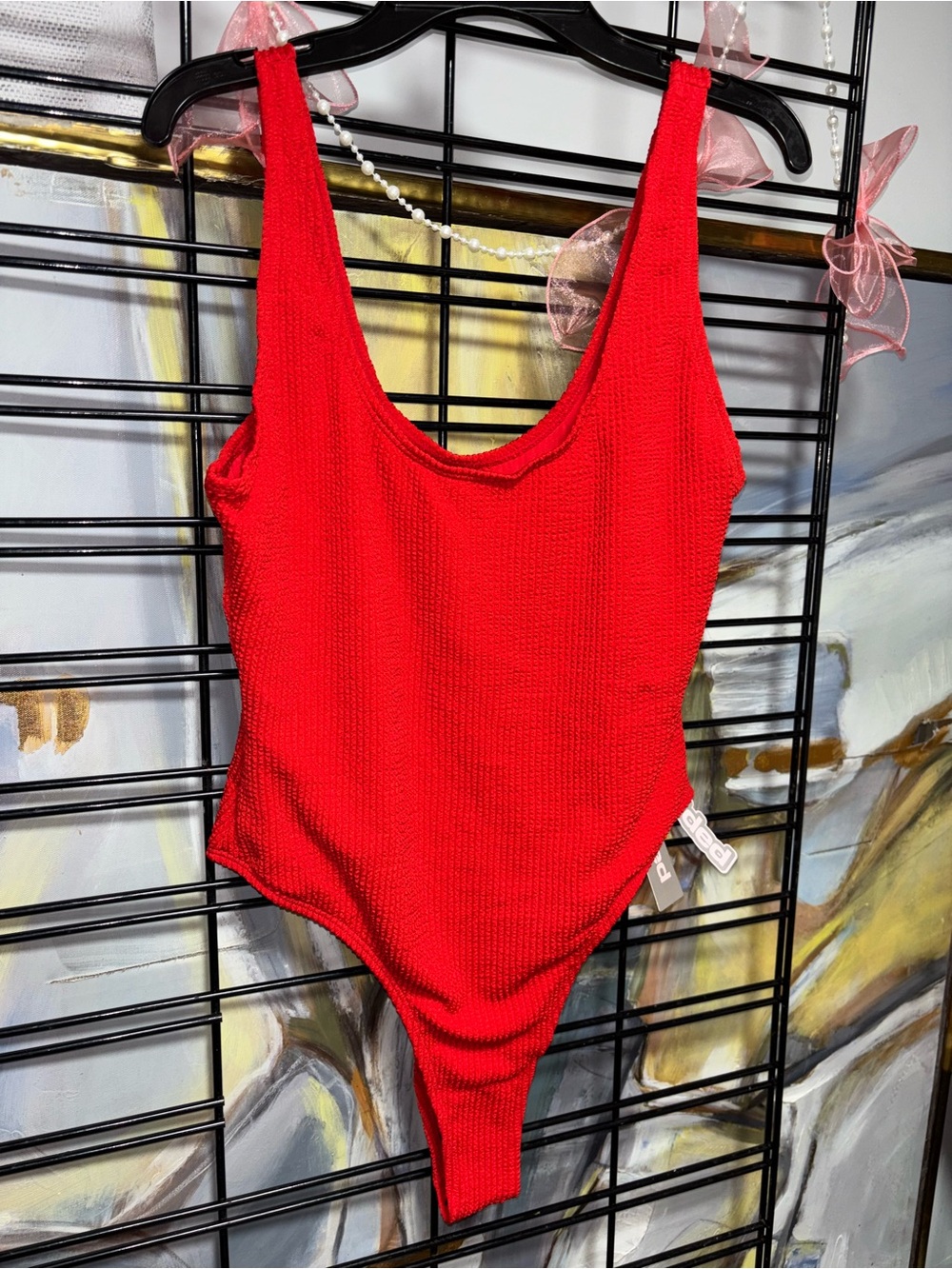 Missguided + Red Ribbed One-Piece Bodysuit